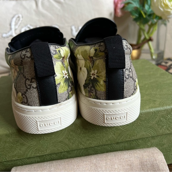 Gucci Supreme GG Canvas Bloom Green Floral Print Slip On Sneakers 10.5 G US11 - Picture 10 of 17